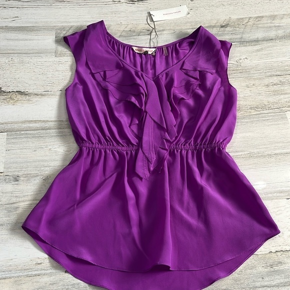 Rebecca Taylor Purple Adore Me Blouse Size 4 NWT - Picture 5 of 11